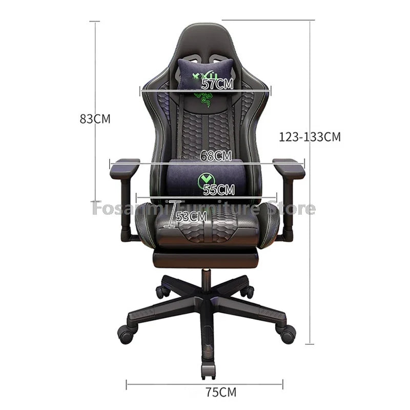 Racing Recline Gaming Chair with Rocking Function Ergonomic Adjustable Home Gamer Computer Chairs Office Leather PC Swivel Chair