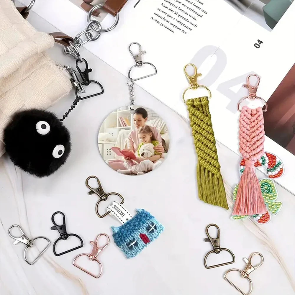 8/15/25/50/80Pcs Swivel Snap Hooks D-Ring KeyChain Clips Lanyard Lobster Claw Clasps Key Ring Making Wallet Hardware DIY Crafts