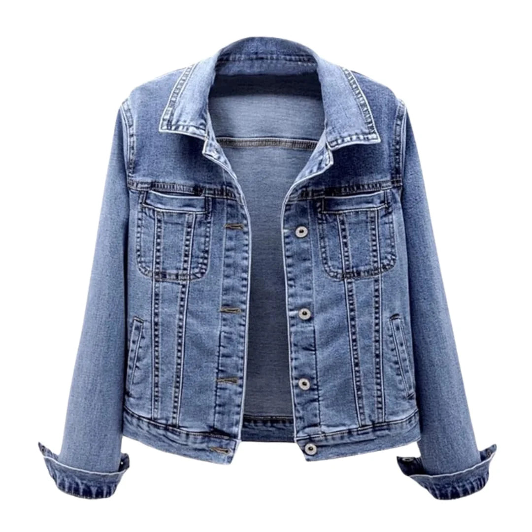 Women's Regular Fit Button-Up Washed Denim Jacket Autumn Winter Streetwear Sweet Style Long Sleeve Heavyweight Light Wash