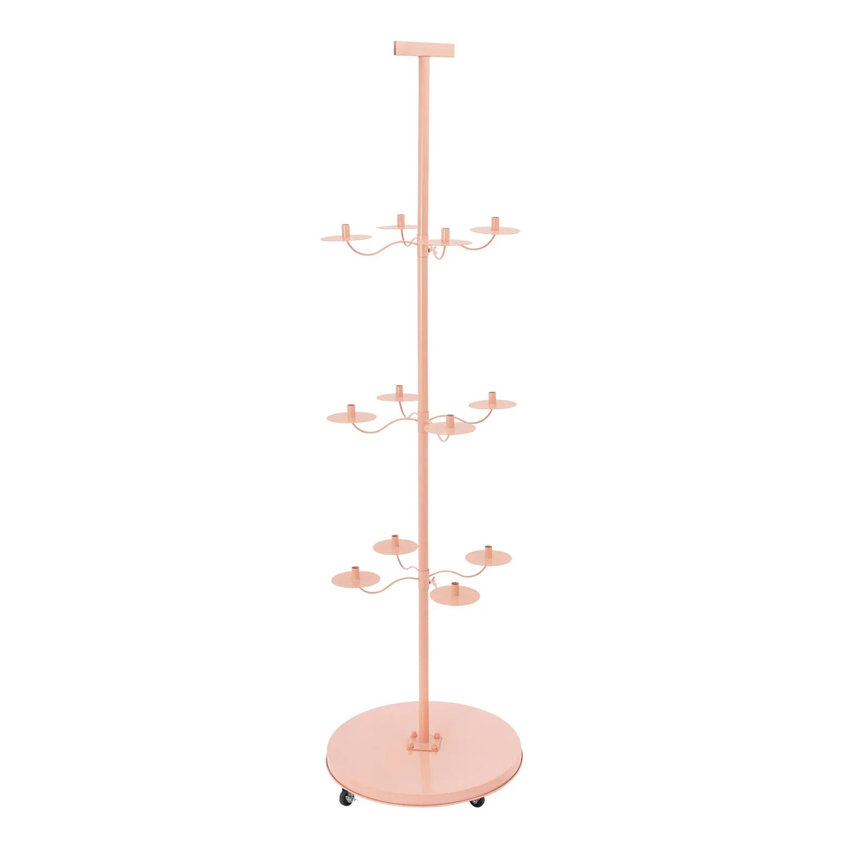 12-Arm Rolling Wig Display Stand with 360° Rotating Tiers