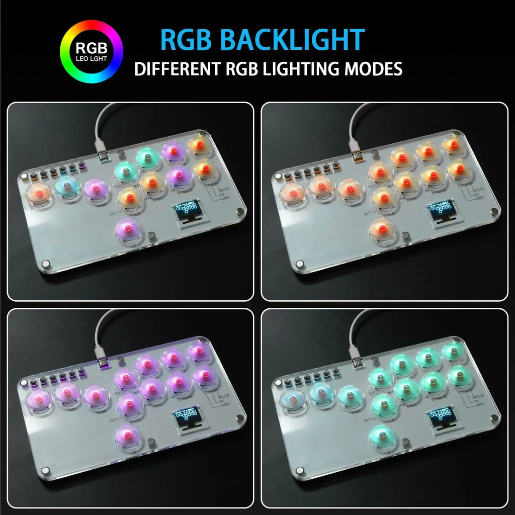 Arcade Hitbox Controller Fight Stick Joystick Hitbox Controller RGB Keyboard For XBox/PS4/PS5/Switch/Steam Arcade Fighting