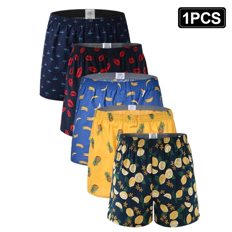Men's Boxer Shorts Pineapple Lemon Print Panties Cotton Breathable Comfortable Underwear for Men Home Wear Sleepwear Underpants