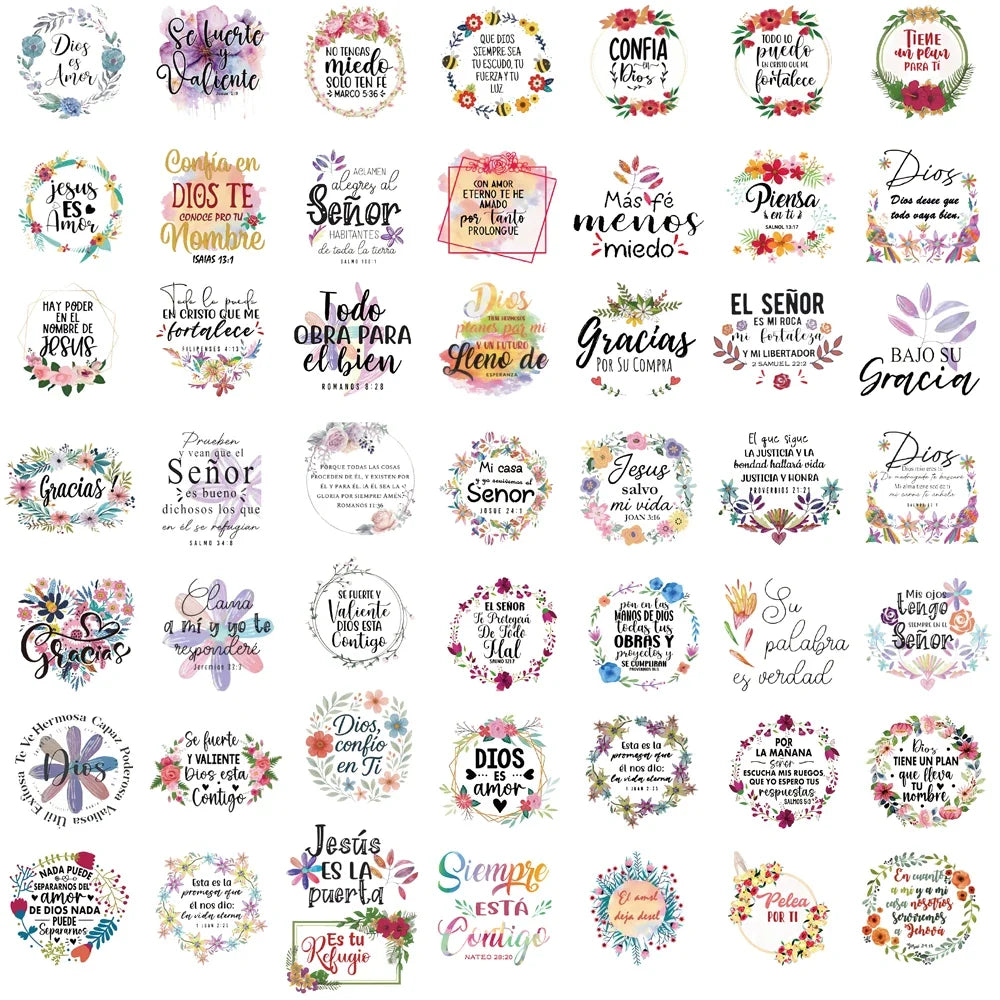 50PCS Spanish Motivational Text Stickers Motivational Waterproof Bicycle Stationary Scrapbooking Study Luggage Art Stickers