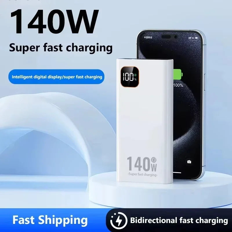 Lenovo 140W Super Fast Charging 2027 CCC Ultra Capacity 500000mAh Portable Charger Power Bank For IPhone Samsung