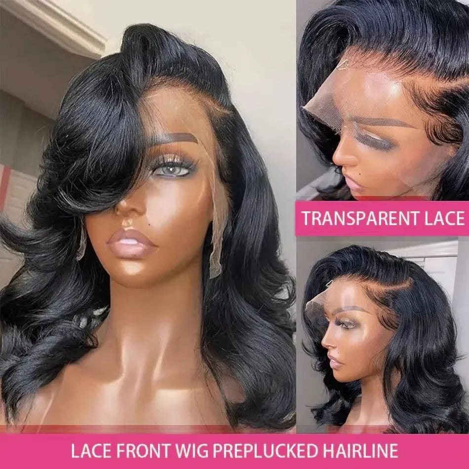 230 Density Short Bob Body Wave 13x4 HD Lace Front Human Hair Wigs Brazilian Remy Water Wave 13x6 Lace Frontal Wigs For Women