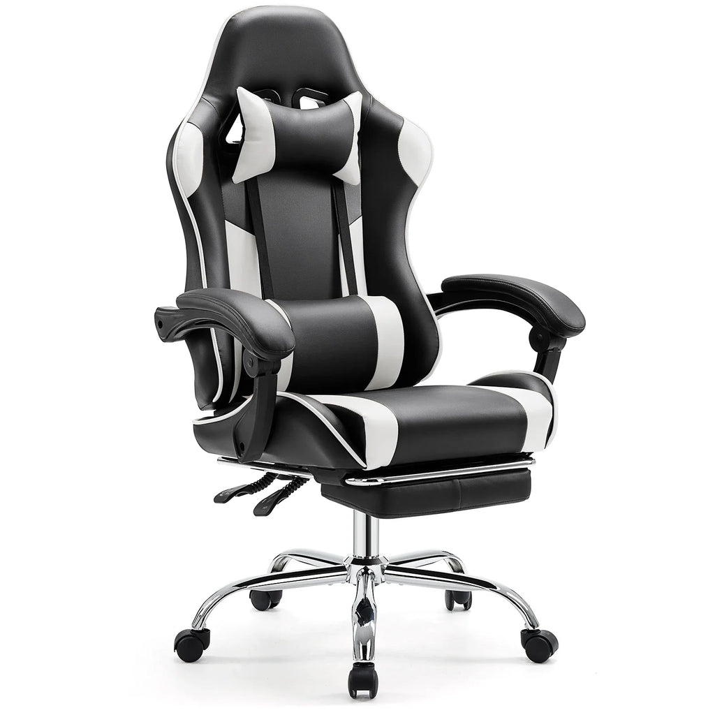 MCQ Gaming Chair Video Game Desk Ergonomic Office Chair with Footrest and Lumbar Support Height Adjustable with 360° Swivel