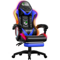 Racing Style RGB LED Gaming Chair with Lumbar Massager and Reclining Features