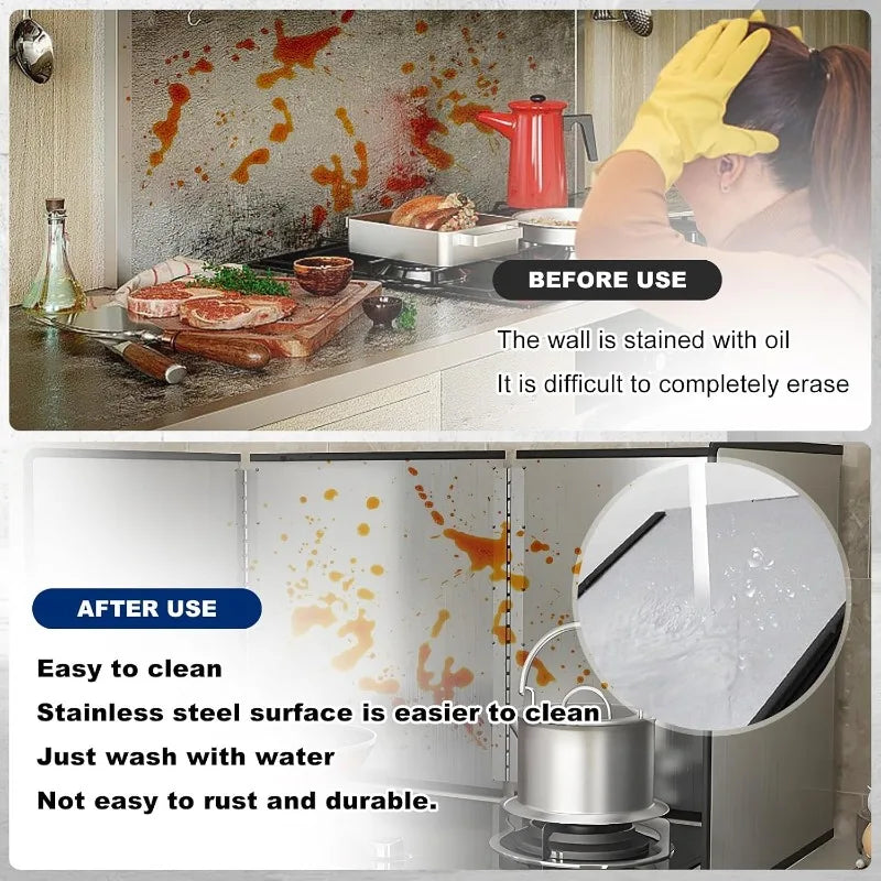 Foldable Stainless Steel Kitchen Splatter Guard Anti‑Oil Splash Baffle Heat Resistant Cooktop Shield for Oil Spatter Protection
