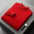 Autumn and Winter Men's Cashmere Sweater Stand Up Collar Long Sleeved Pullover Soft and Warm 100% Merino Wool Knitted Top