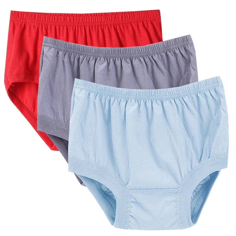 3pcs 100% Cotton Briefs Mens Comfortable Underpants Four Season Man Large Size Ventilate Underwear Male High Waist Panties Short