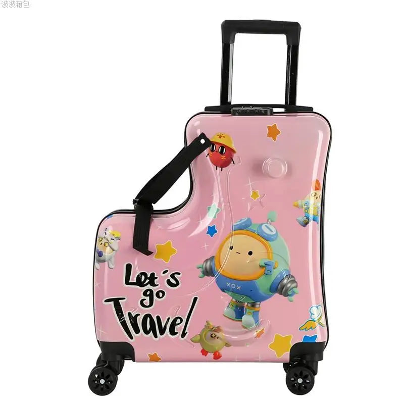 Children can Ride Suitcase Trolley Case can sit on the Wooden Horse Suitcase 20 inch can Boarding Universal Wheel Password Box