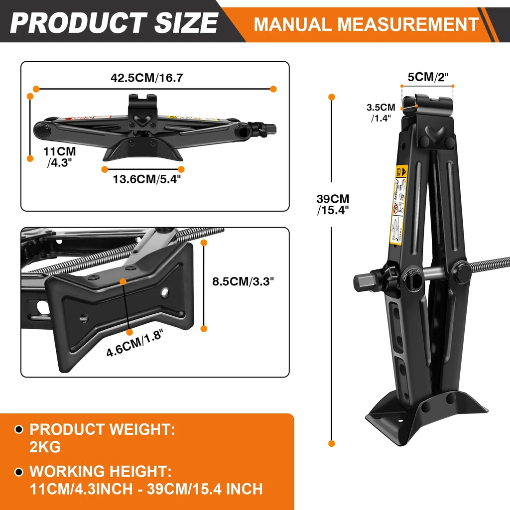 DayPlus 2-Ton Scissor Jack with Ratchet Handle