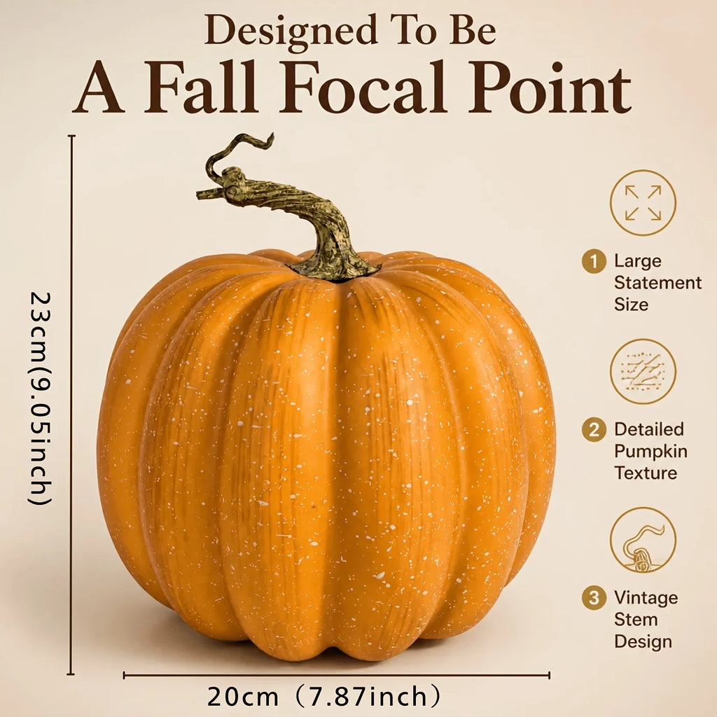 Autumn Pumpkin Decoration with Retro Stem Detail, 1 Piece