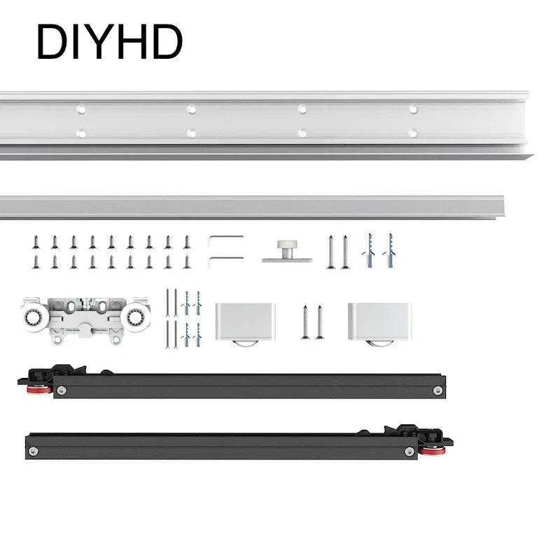 DIYHD 34-Inch Concealed Barn Door Hardware Kit with Soft Close