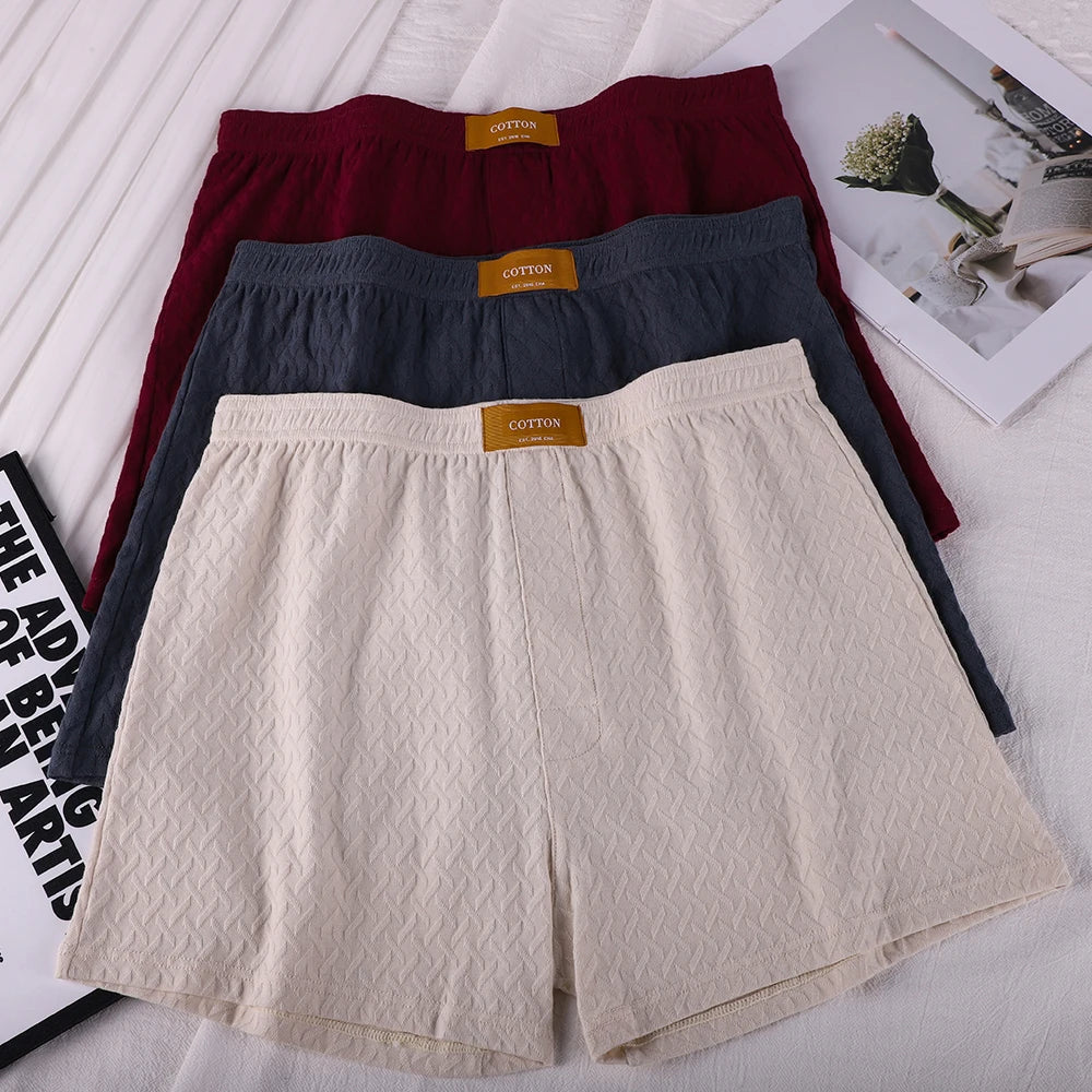 3PCS/Pack 100% Cotton Fashion Solid Plaid Underwear for Man Knit Breathable Men's Panties High Elastic Super Soft Boxers Hombre