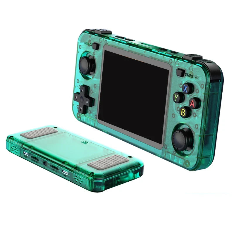 BOYHOM Green R3 6H Retro Video Game Console 3.5‘’ IPS Screen RK3326 3000 mAh Open Linux System Portable Player 64GB 128GB