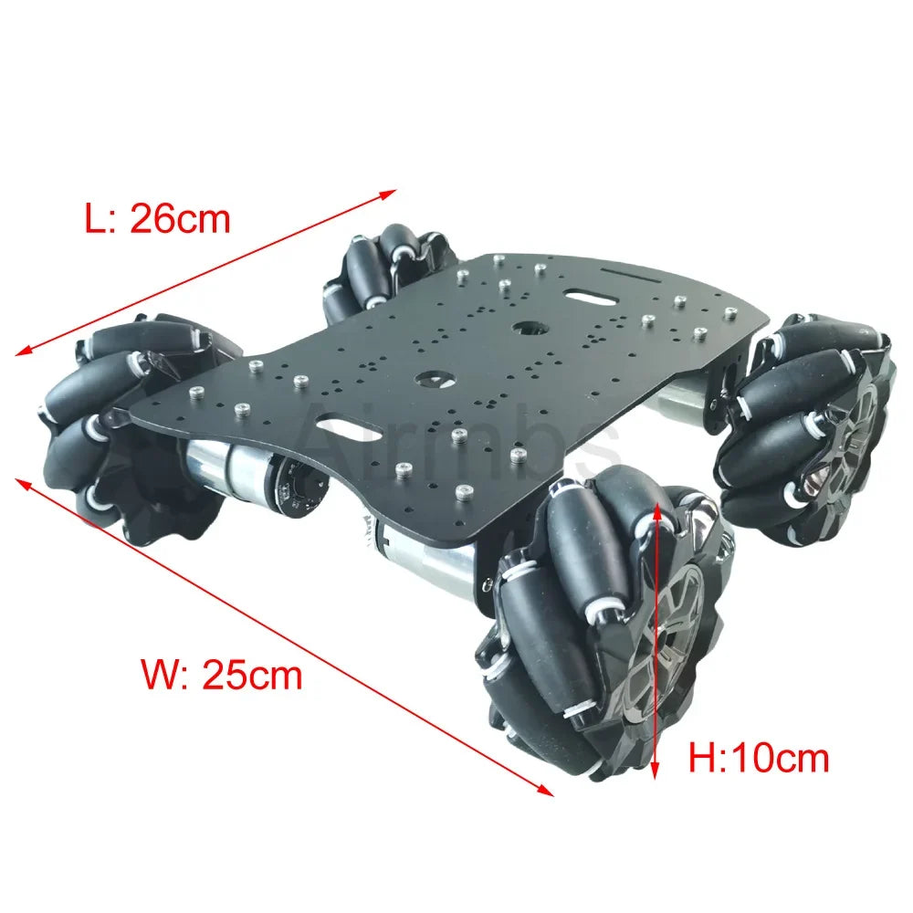 20KG Load 4WD 97mm Mecanum Wheel Robot Car Chassis Kit with DC 12V Hall Motor for Arduino Raspberry Pi DIY Project STEM Toy