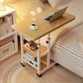 Mobile Height-Adjustable Laptop Desk with Dual Shelves