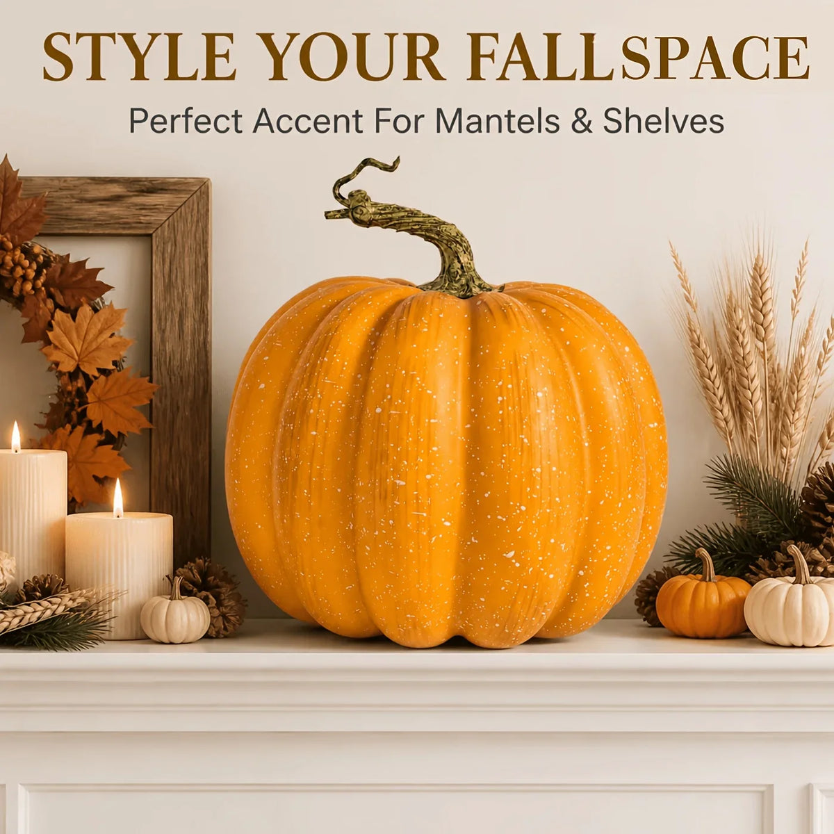 Autumn Pumpkin Decoration with Retro Stem Detail, 1 Piece