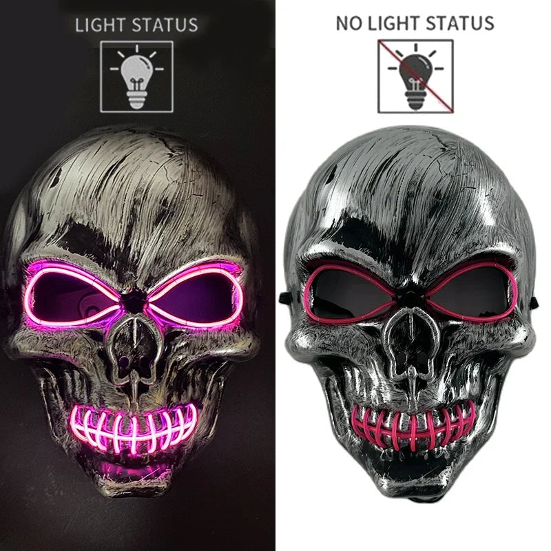 EL Wire Skull Party Mask, 3V Battery Powered