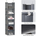 Hanging Closet Organizer and Storage, Foldable 6-Shelf Closet Hanging Storage Shelves with 2 Hooks for Shoe Cap Clothes Pants