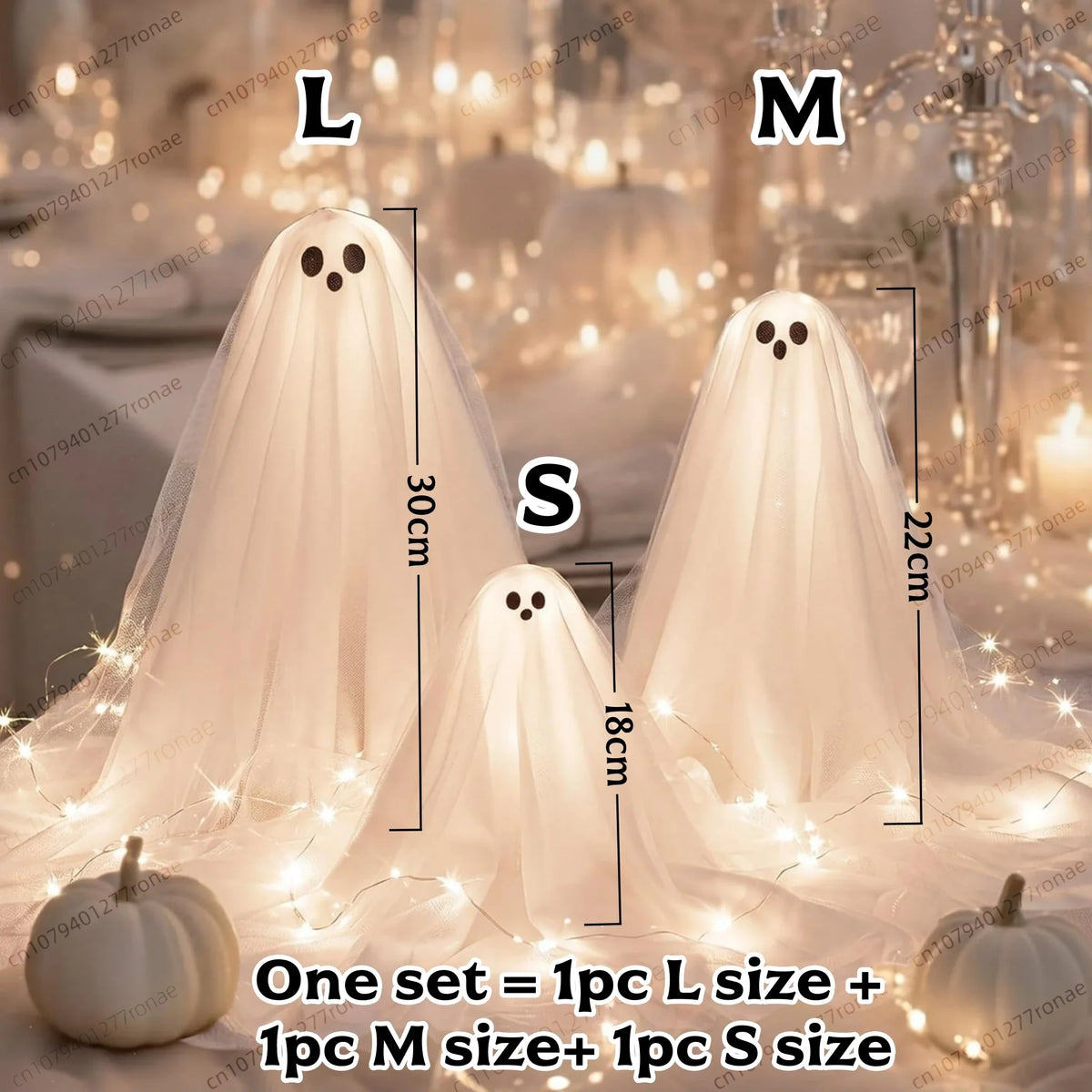 DIY Lighted Ghost Tabletop Halloween Decoration Kit