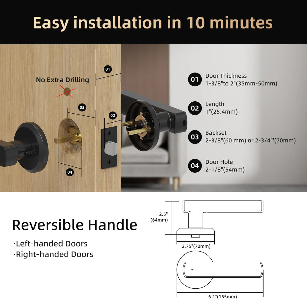 Viladepot D6 Fingerprint Smart Lock for Interior Doors