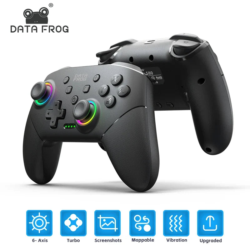 DATA FROG Wireless Game Controller For Switch / Lite / OLED Model PC Gaming Joystick Dual Vibration Turbo