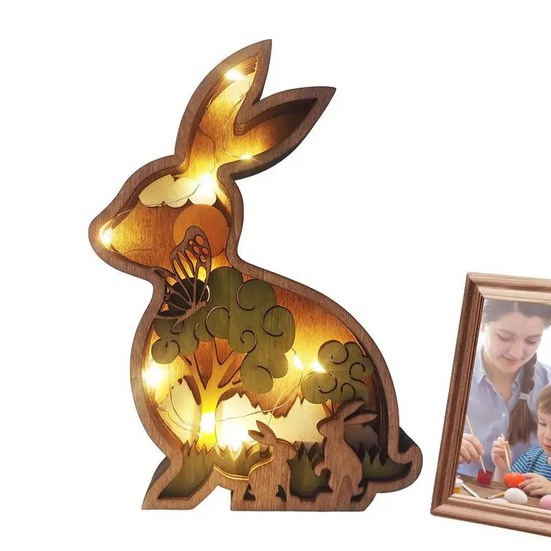 Wooden LED Animal Ornament, Rabbit, Butterfly, Chicken or Bird