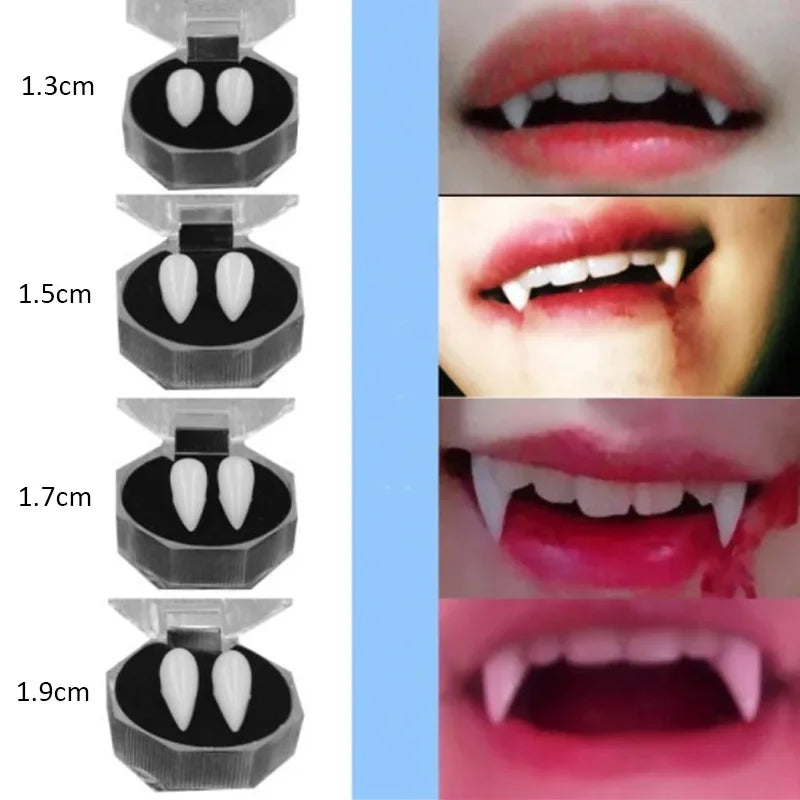 Vampire Costume Fangs, White Resin 1.7cm Pair