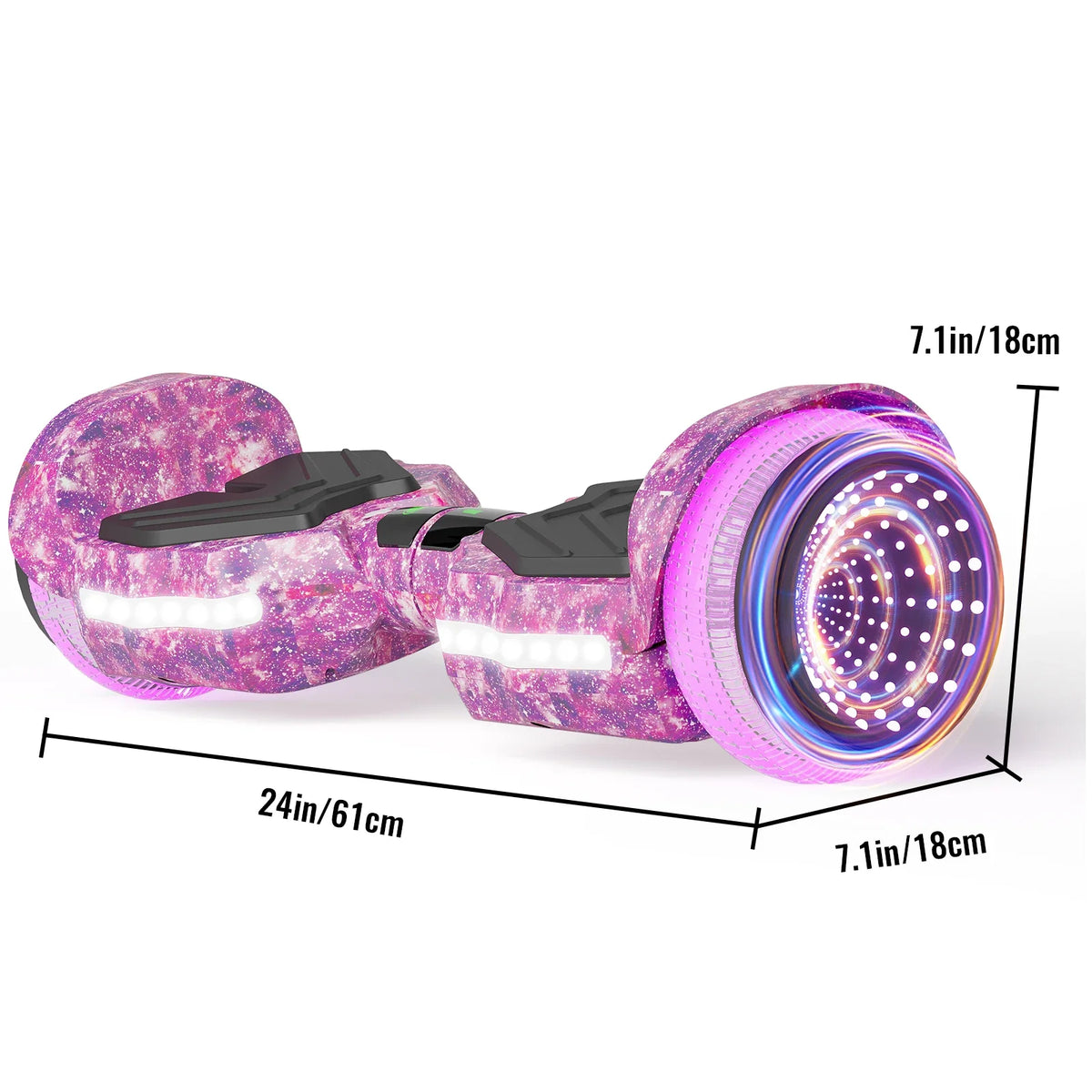 Commugo Electric Scooter All Terrain Self-Balancing Scooter with Bluetooth Speaker and LED Lights, 300W X 2 Hoverboard 7.5mph for kids adults