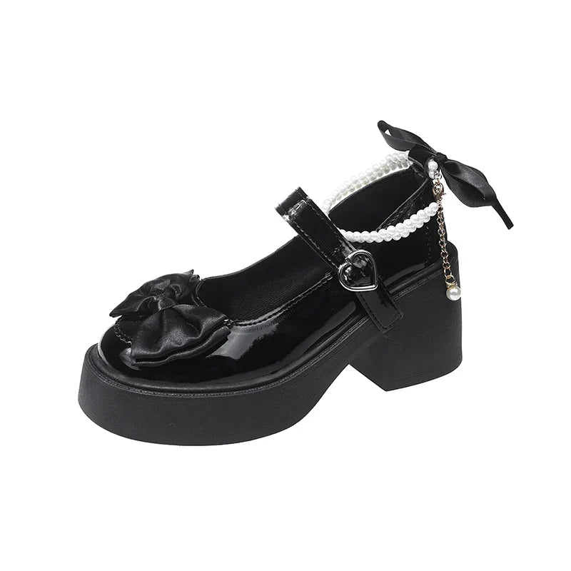 2026 Lolita Shoes Black Super High Heels Mary Jane Shoes Women Chunky Platform Pumps Woman Ankle Buckle Party Shoes