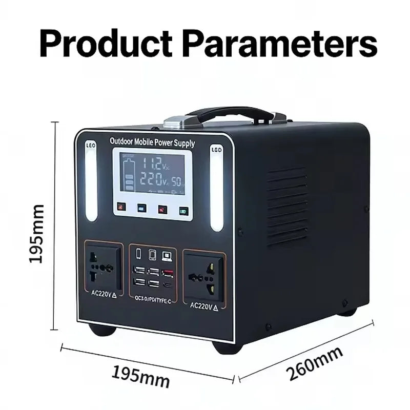 New 500W  Portable Power Station 220V 45Ah Solar Generator Emergency Backup Battery Power Supply for Home Outdoor Camping Stall