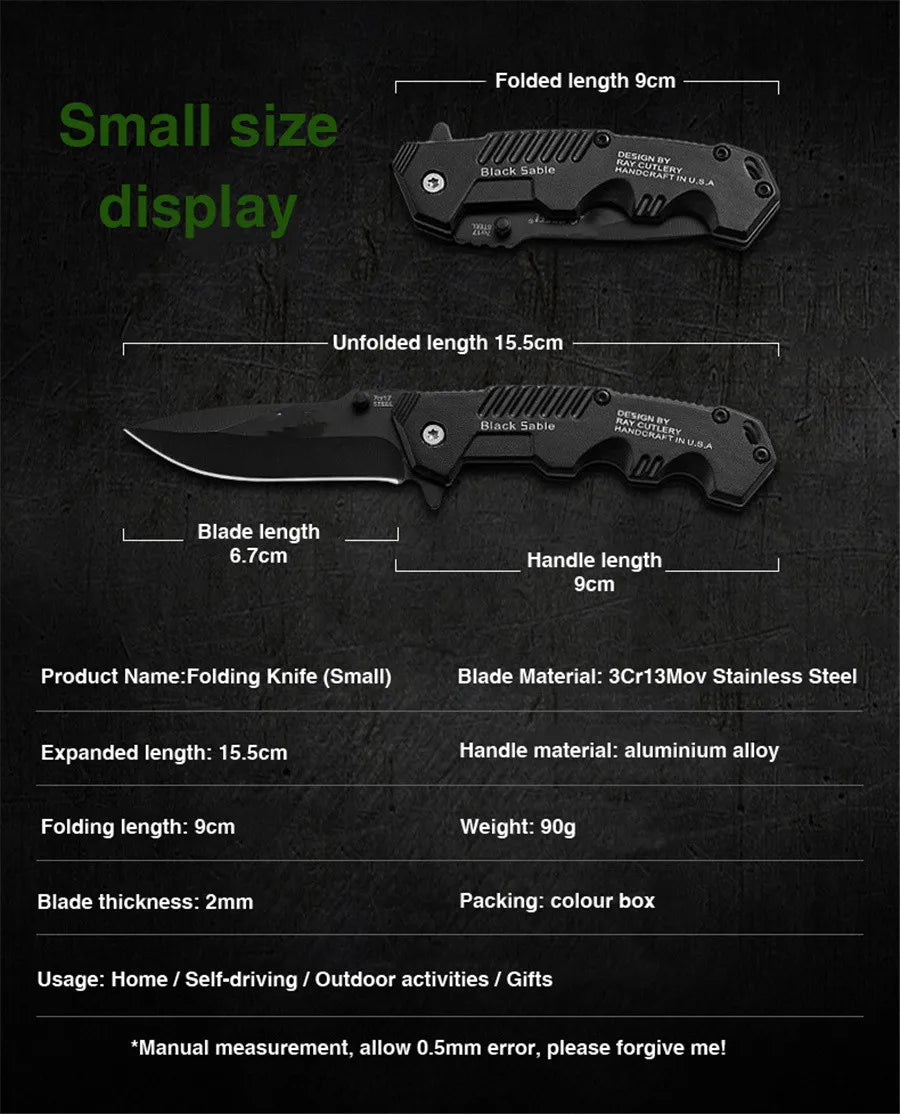 Portable Stainless Steel Folding Knife High Hardness EDC Kit Outdoor Mini Multi-Purpose Fruit Camping Survival Defensive Knife
