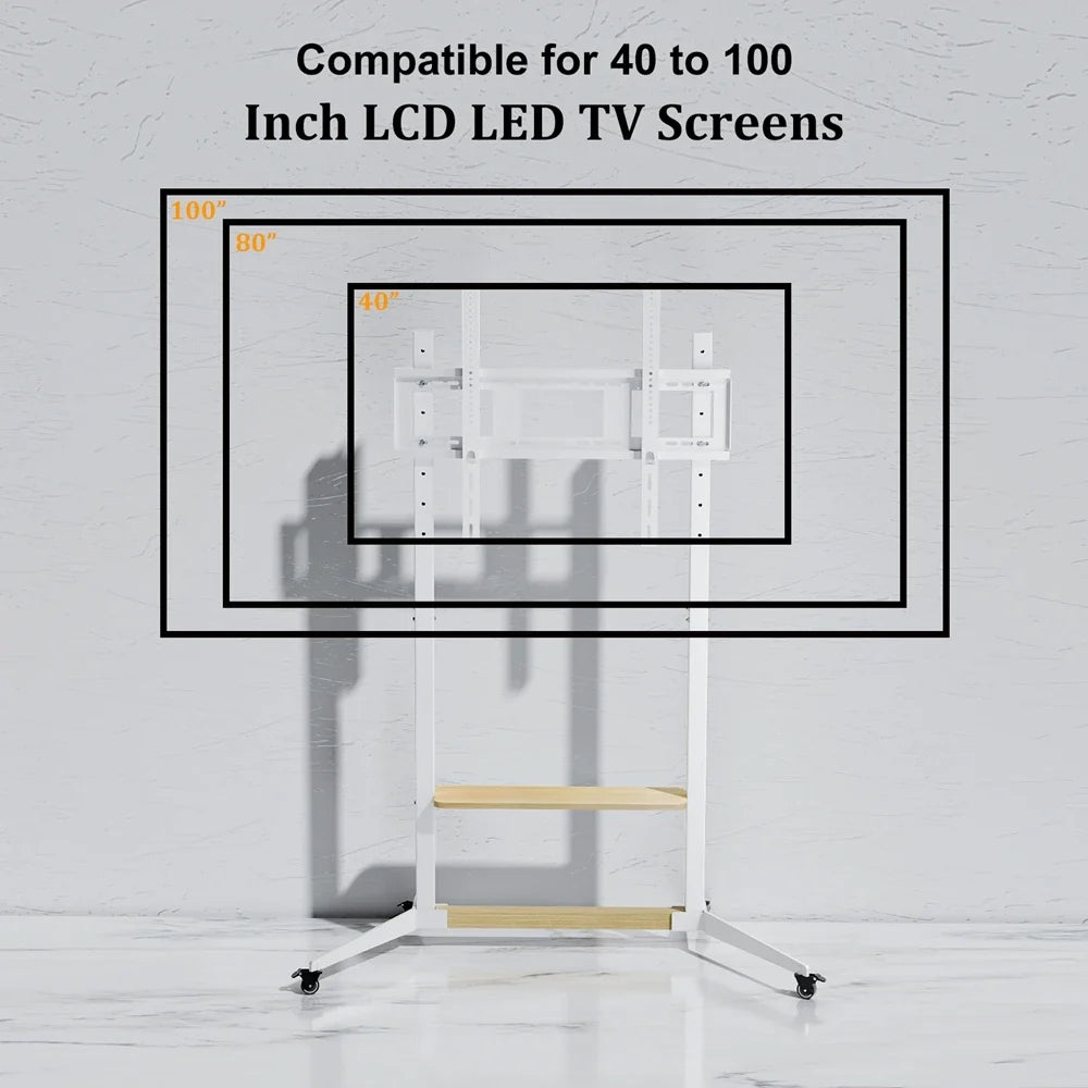 Rolling TV Stand for 40-100 Inch TVs with Shelf
