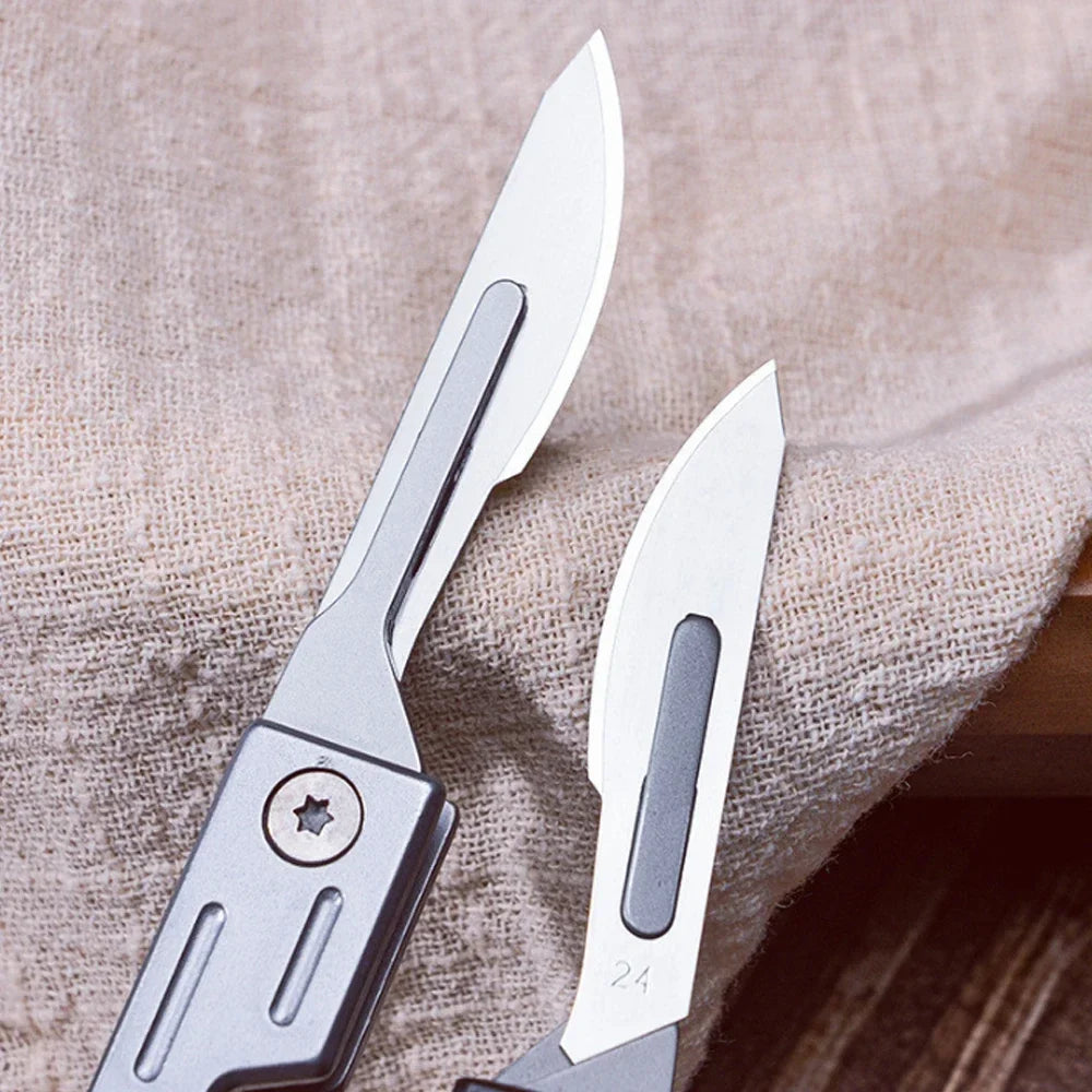 Machinery Stainless Steel Folding Scalpel Medical Folding Knife EDC Outdoor Unpacking Pocket Knife with 10pcs Replaceable Blades
