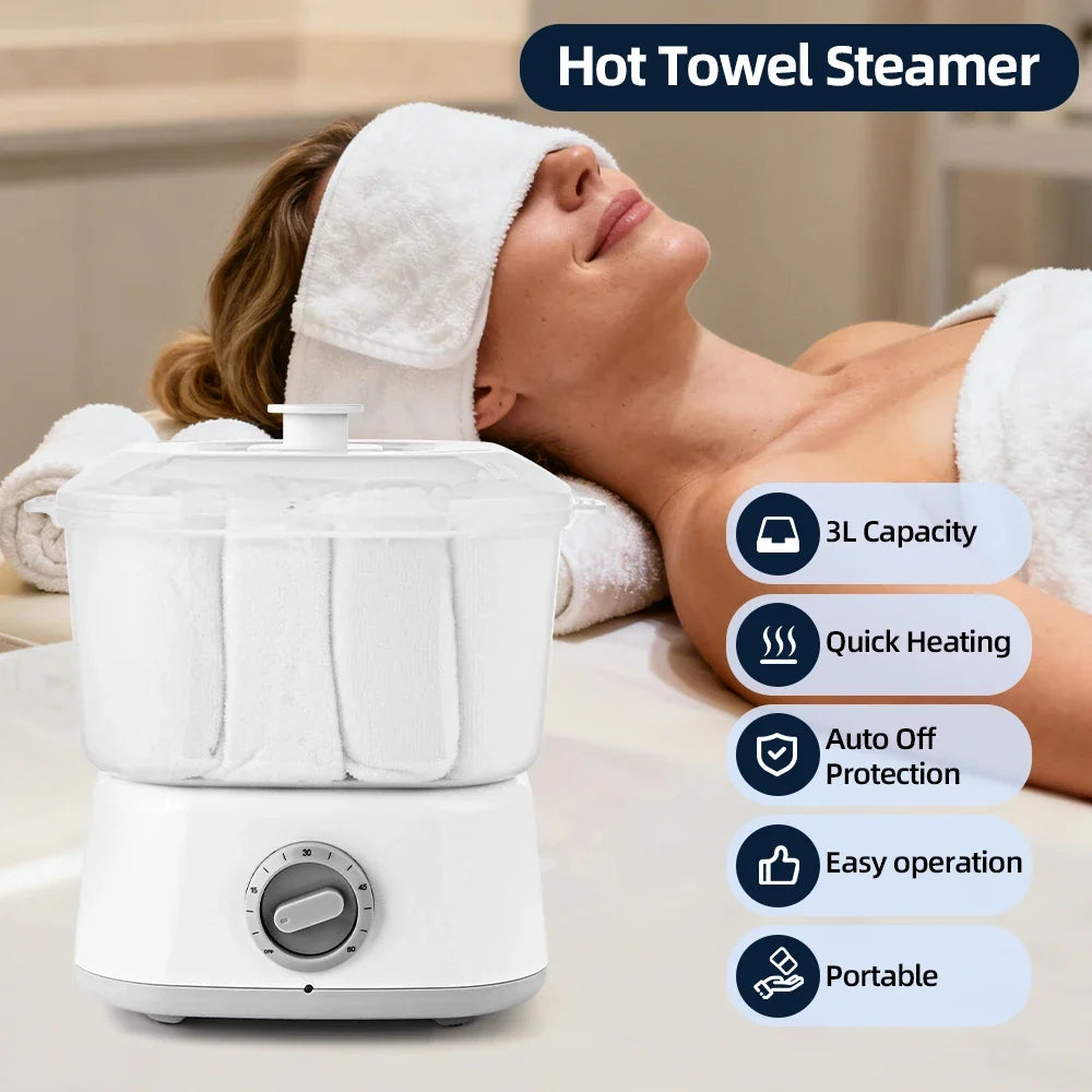 3L Hot Towel Warmer Steamer with Towel Clip Fast Heating for Facial Can Hold 6-16 small size facecloths Portable Heating Machine