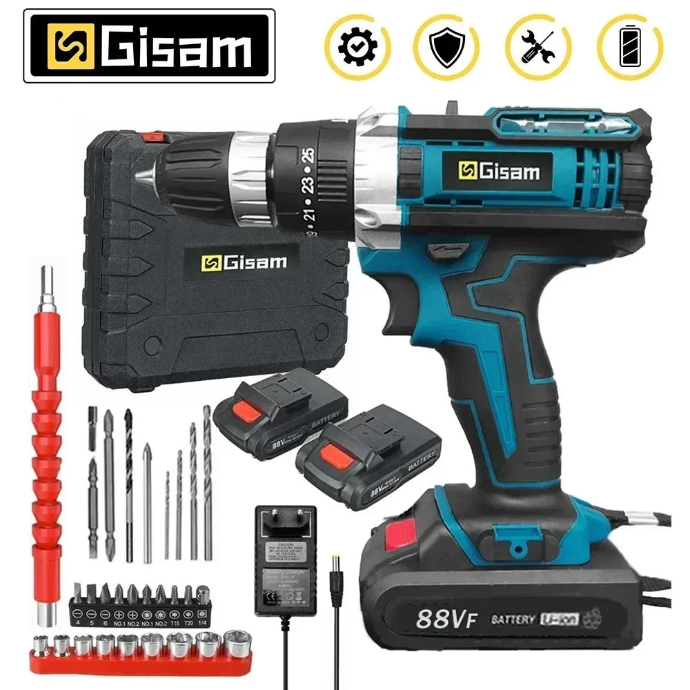 Gisam 21V Cordless Drill and Screwdriver, 28 N·m Torque