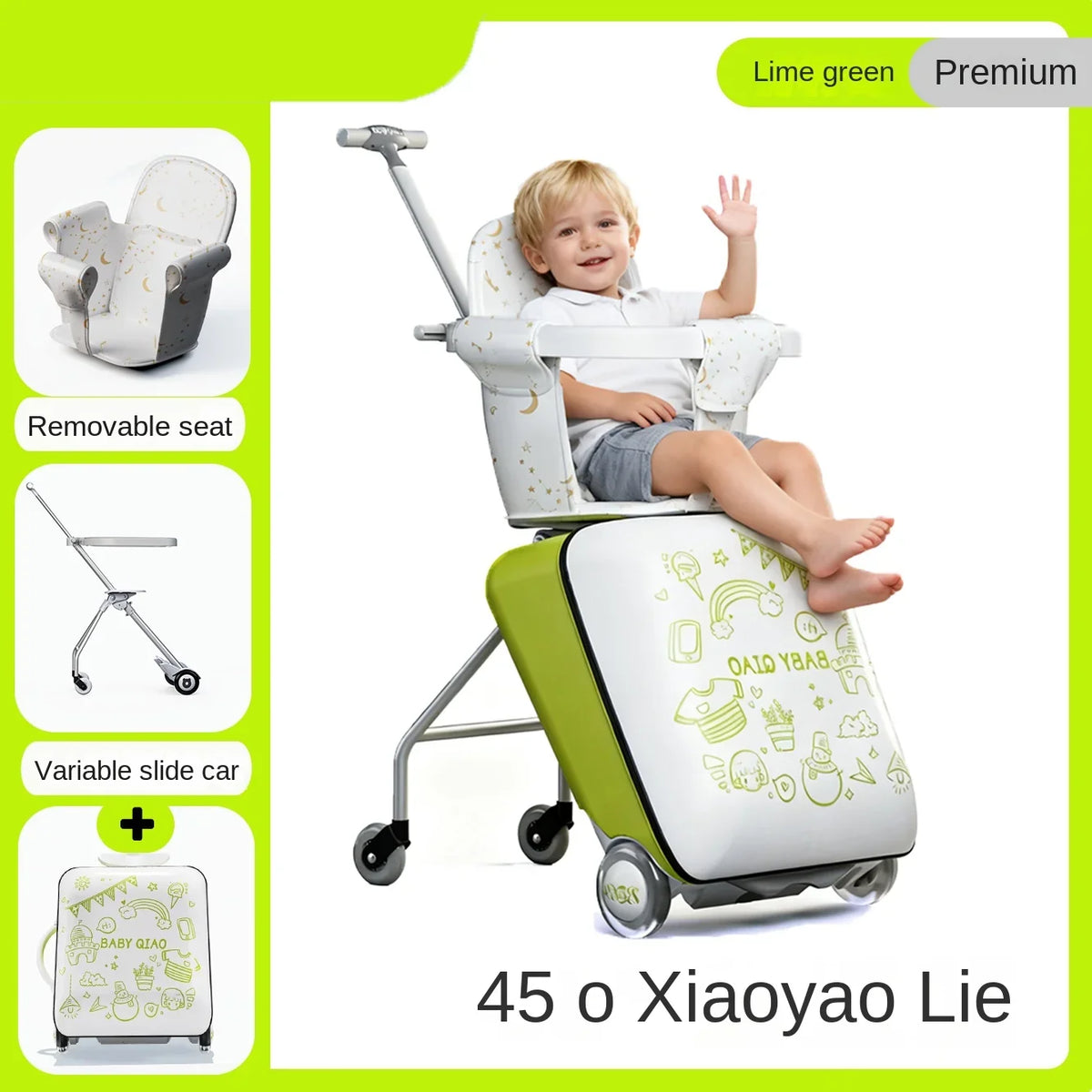Children Travel Suitcase PP Material Sit to Ride On Rolling Luggage Carry-on Cabin Suitcase for Kids