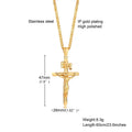 Stainless Steel Cross Necklace Catholicism Jesus Pendant Gold Color Collar Church Prayer Faith Jewelry for Men Women Gift
