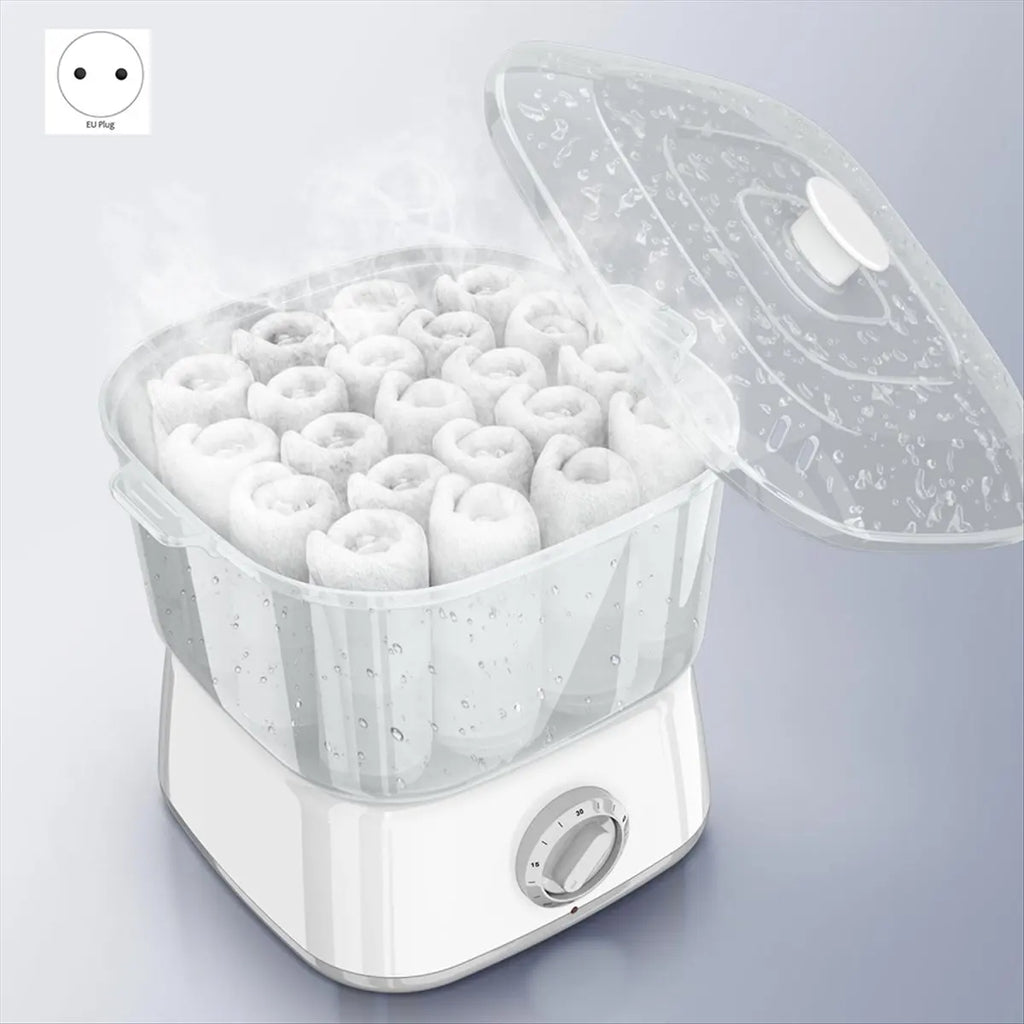 AA97 Hot Towel Warmer,Rapid Heating Towel Steamer for Facials Can Hold 12 Mini Wet Towels, Portable Mini Towel Warmer EU Plug