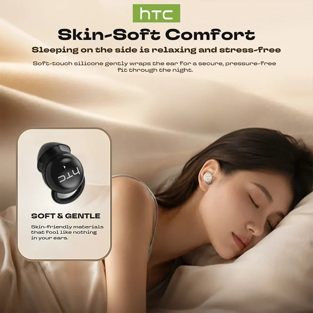 HTC NE91 Sleep Earbuds Wireless Bluetooth Earphones Comfortable To Wear Headphones ANC Noise Cancelling Low Latency Clear Sound