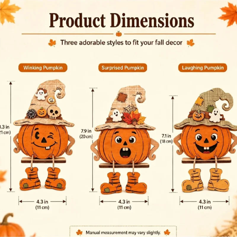 Wooden Halloween Wall Decor - 3-Piece Pumpkin & Leaf Set