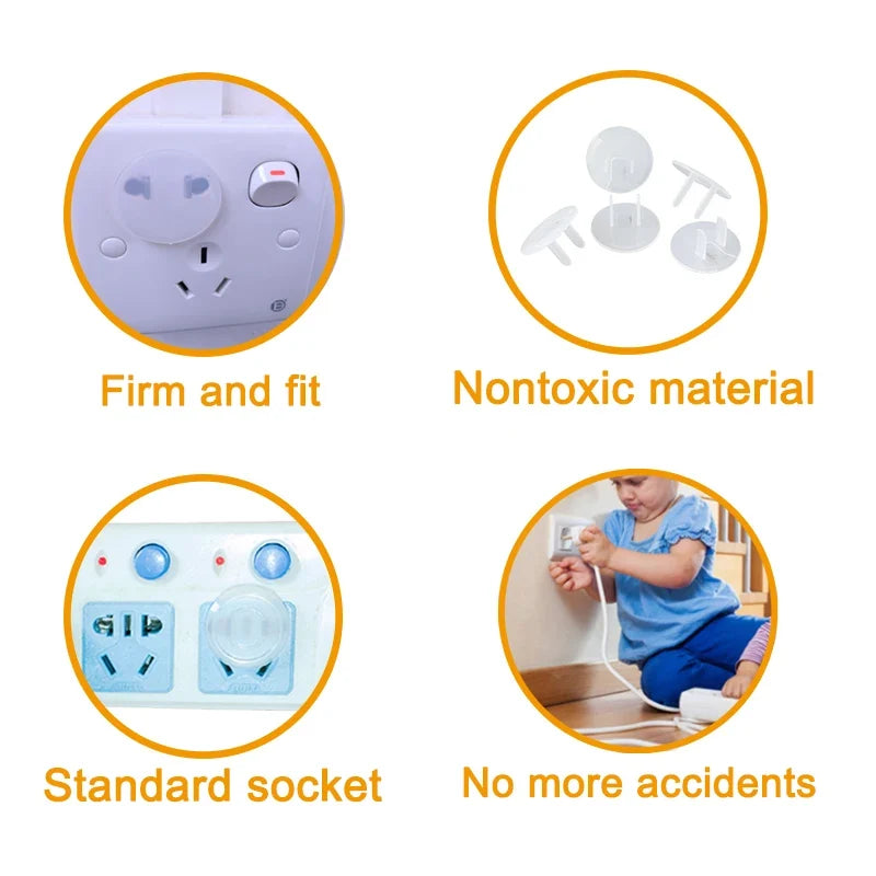 Clear Pull Tab Outlet Safety Plugs Childproof Electrical Socket Covers Anti‑Electric Shock Protective Caps for Baby Safety