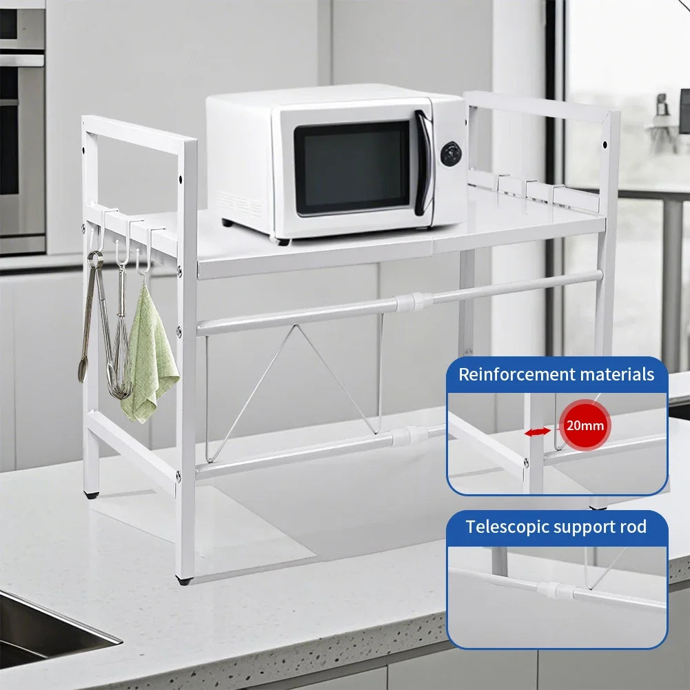 Expandable Kitchen Microwave Shelf, 42-64 cm Metal Rack