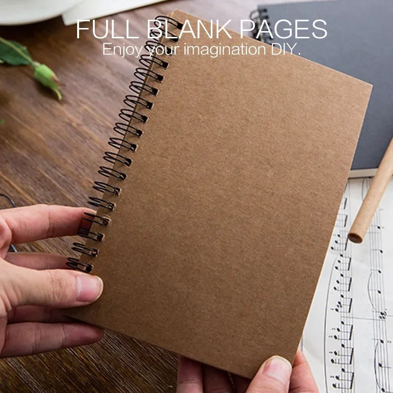 STONEGO 100-Page Kraft Paper Sketchbook - Soft Cover, Wire Bound, Unlined, Perfect for Sketching, Writing & Note