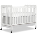 White 3-in-1 Convertible Baby Crib with 4 Height Adjustments, Toddler Bed Conversion & Locking Wheels