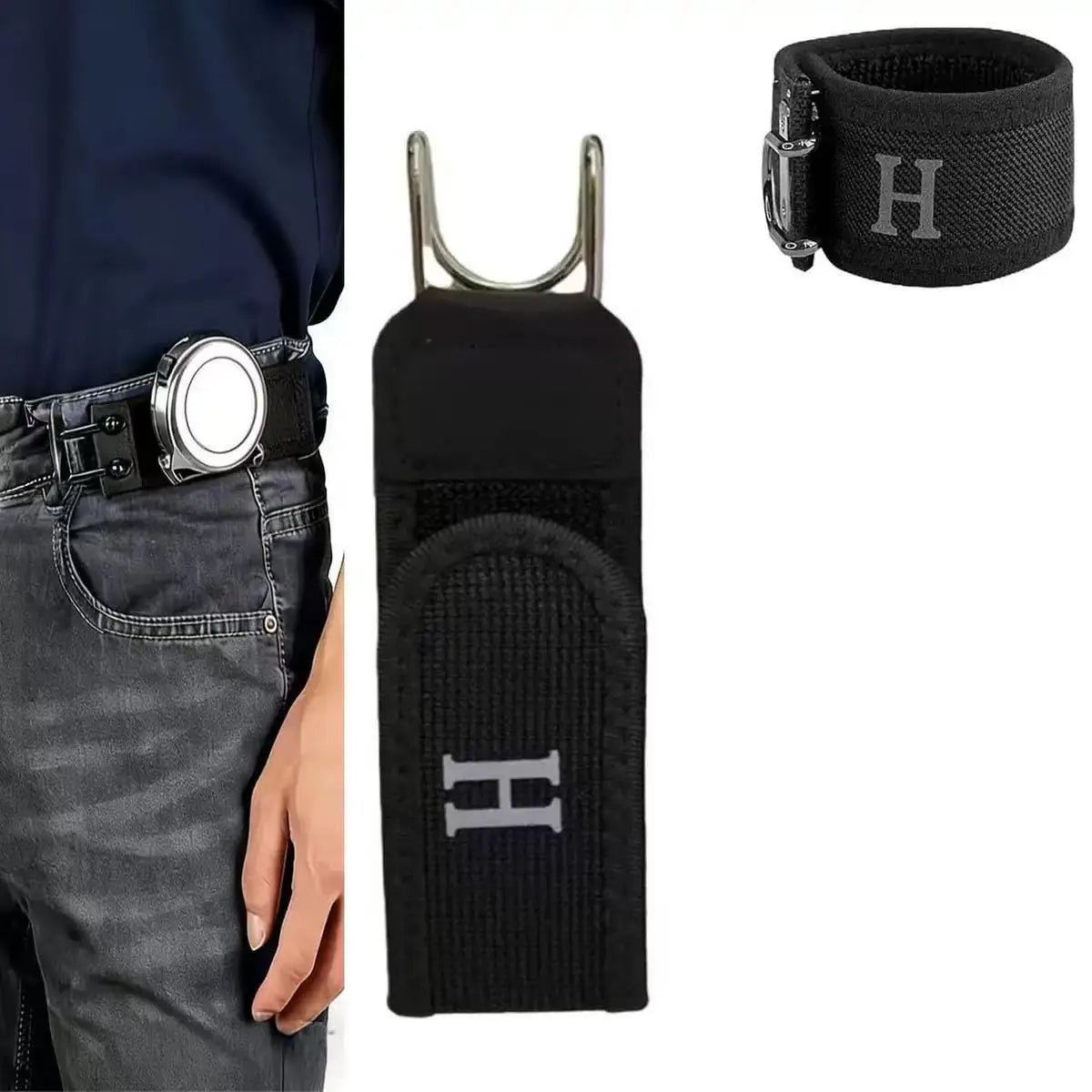 Adjustable Elastic Waistband Buckle with Magic Tape & Metal Hooks