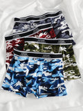 Men's 4-Pack Polyester Boxer Briefs - Camouflage Print, "XPSW UNDERWEAR" Waistband