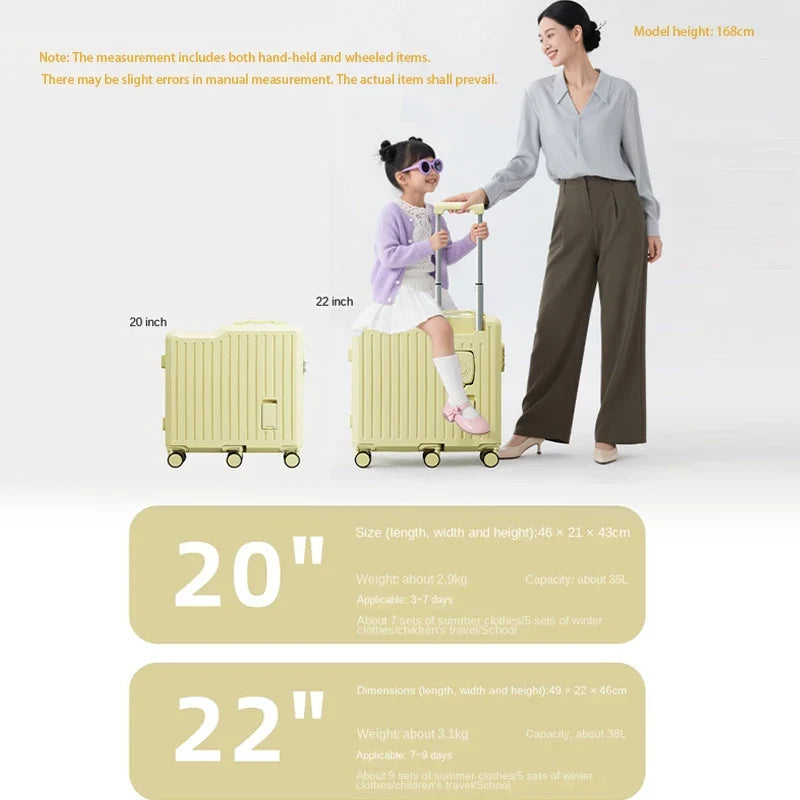 Children's luggage Six Wheels Reinforcement Can Sitting and Riding Parent Child 20-inch Boarding box Boy and Girl Trolley case